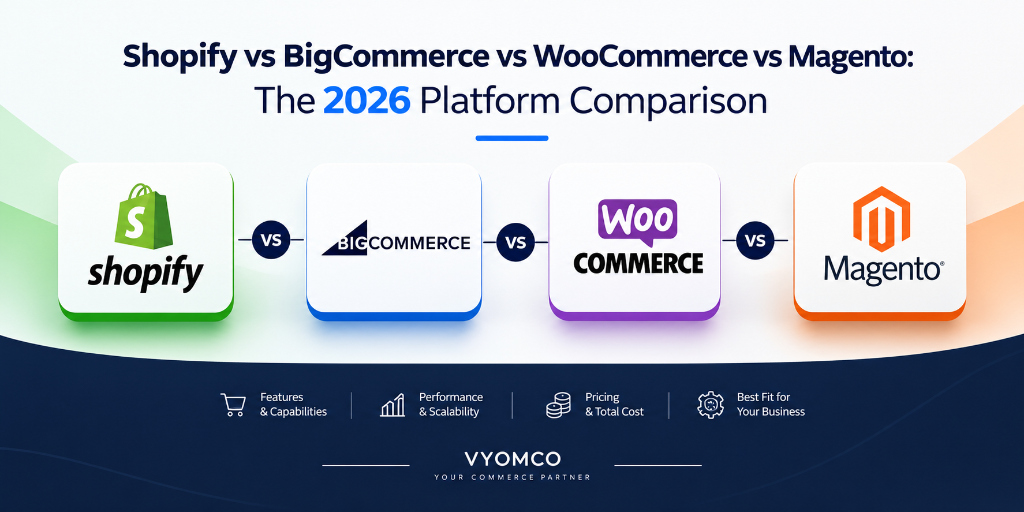 Shopify vs BigCommerce vs WooCommerce vs Magento platform comparison 2026